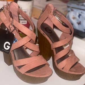 Pink Guess Wedge Sandals
